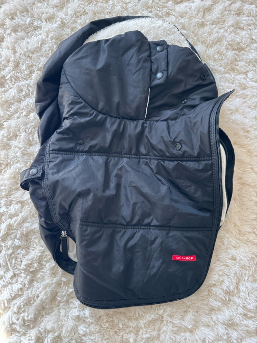 Skip Hop Black Puffer Coat with Sherpa Hood